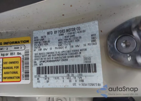 2024 Ford Bronco Sport Big Bend from USA, damaged, VIN 3FMCR9B68RRF15653